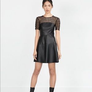 🦋🦋 Zara Faux leather and lace dress